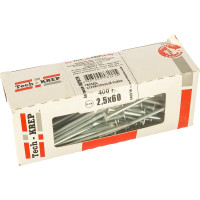 Строительный оцинкованный гвоздь 2.5х60, 400г (примерно 179 шт.)  - коробка Tech-Krep 102029