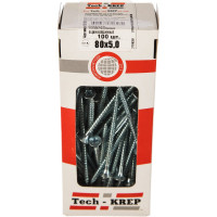 Универсальный саморез Tech-Krep 80х5,0 мм 100 шт оцинкованный, коробка с окном 102203