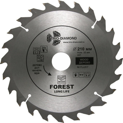 Диск пильный TRIO-DIAMOND 210x32/30x24Т Forest Long Life FLL817