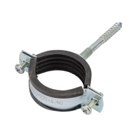 Оцинкованный хомут с резиновым уплотнителем MasterProf 1.1/2", M8, с шурупом и дюбелем ИС.140020