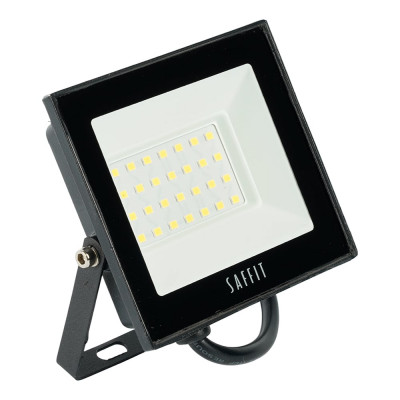 Светодиодный прожектор SAFFIT SFL90-30 2835SMD, 30W 6400K AC220V/50Hz IP65, черный в компактном корпусе 55065