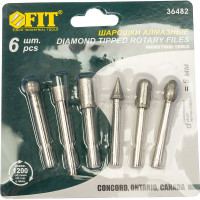 Шарошки с алмазным напылением 6 шт. FIT 36482