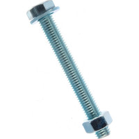 Болт Tech-Krep/Zitar DIN933 с шестигранной головкой, оцинкованный М12х100 + гайка + шайба 2 шт - пакет 136928