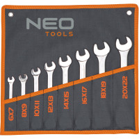 Двухсторонние ключи с открытым зевом NEO Tools 6-22 мм, 8 шт. 09-851