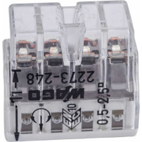 Соединительная клемма для быстрого монтажа WAGO 2273-248 8-ми проводная, 0,5-2,5 кв.мм, 450В, 24А, с пастой, 50 шт 2689