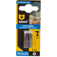 Бита (2 шт; PH2; 25 мм; блистер) для шуруповерта GRAFF GBPH0225