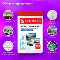 Чистящие салфетки для ноутбуков и оптических поверхностей BRAUBERG компактная туба 100 шт 512810