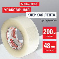 Клейкая лента BRAUBERG 48 мм х 200 м, упаковочная, прозрачная, 45 мкм, 440089