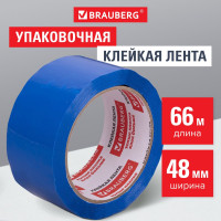 Клейкая лента BRAUBERG 48 мм х 66 м, упаковочная, СИНЯЯ, 45 мкм, 440076
