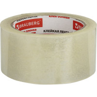 Клейкая лента BRAUBERG 50 мм х 66 м, упаковочная, усиленная, морозостойкая, прозрачная, 50 мкм, 440112