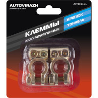 Клеммы AUTOVIRAZH АКБ +, - латунь 2, в блистере, комплект AV-010101