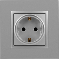 Розетка со шторками ЭРА Elegance 2P+E Schuko, 16A-250В, IP20, алюминий 14-2102-03 Б0034274