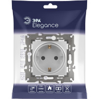 Розетка со шторками ЭРА Elegance 2P+E Schuko, 16A-250В, IP20, алюминий 14-2102-03 Б0034274