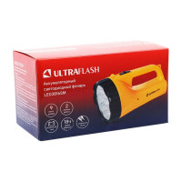 Аккумуляторный фонарь 220В, желтый, 9LED, 2 режима, SLA, пластик Ultraflash LED3816SM 12859