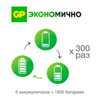 Перезаряжаемые аккумуляторы GP 270AAHC, емкость 2700 мАч - 6шт. 270AAHC4/2-2CR6 15920386