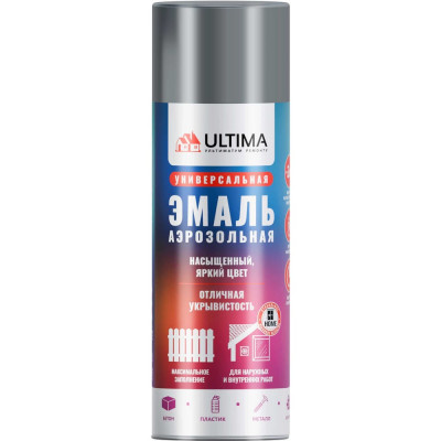 Аэрозольная краска ULTIMA RAL 7040 СЕРЫЙ универсальная 520 мл ULT010