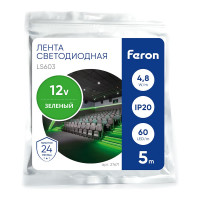Светодиодная лента FERON 60SMD2835m 4.8Wm 12V 5m зеленый , LS603 27671