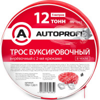 Буксировочный трос AUTOPROFI веревка, 12т, 2 крюка, сумка, длина 5м TRV-120 1