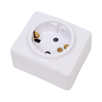 Розетка ЭРА 11-2204-01 2P E Schuko со шторками, 16A-250В, IP20, ОУ, Эксперт, белый Б0020688