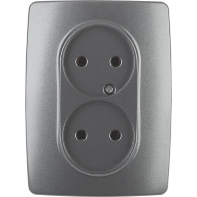 Розетка ЭРА 12-2107-12 2X2P, 16A-250В, IP20, 12, графит Б0031244