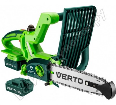 Verto аккумуляторная цепная пила li-ion 18в 25см, 2x1,3aч 52g585