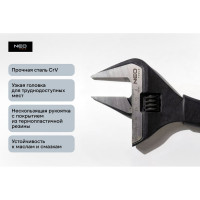 Разводной ключ NEO Tools CrV 250 мм 0-50 мм кованый 03-016