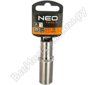 Neo головка сменная 12-гранная длинная 1/2 18 мм 08-077