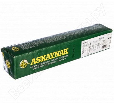 Askaynak электроды askaynak as r-143 ф 2,5 мм, пачка 5 кг тип э46, пост. + перем. ток, рутил св000010722