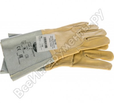 Гк спецобъединение краги welderstar, 0272, спилок, кожа, 5-ти палые, без подкладки, кевлар пер 262