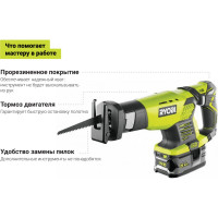 Ryobi Пила сабельная аккумуляторная ONE+ RRS1801M 5133001162