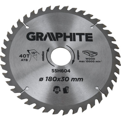 GRAPHITE Диск отрезной 180x30 мм, 40 зубьев 55H604