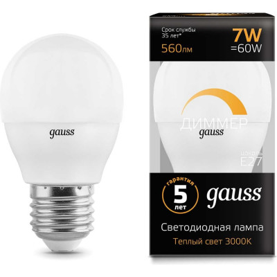 Лампа Gauss LED Шар-dim 105102107-D