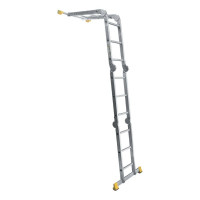 Лестница Алюмет шарнирная алюминиевая четырехсекционная профессиональная 4х3 ступеней. Серия Т4 Т433