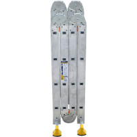 Лестница Алюмет шарнирная алюминиевая четырехсекционная профессиональная 4х4 ступеней. Серия Т4 Т444