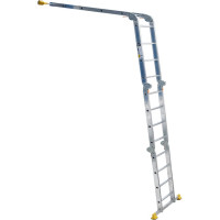 Лестница Алюмет шарнирная алюминиевая четырехсекционная профессиональная 4х4 ступеней. Серия Т4 Т444