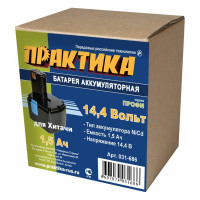 Аккумулятор (14.4 В; 1.5 А*ч; NiCd) для инструментов HITACHI коробка ПРАКТИКА 031-686