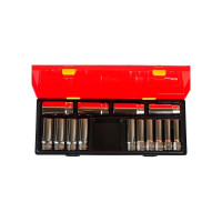Набор глубоких шестигранных торцевых головок 1/2" 10-32мм в кейсе 14шт JTC-K4141