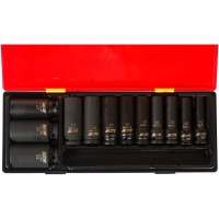 Набор ударных глубоких двенадцатигранных торцевых головок 1/2" 10-32мм в кейсе 12шт JTC-K4122