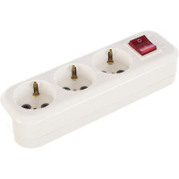 Трехместная колодка (розетка удлинителя)  с з/к и выключателем, 250В 16А LUX У3-ЕВК 4606400614715