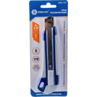 Технический нож, лезвие 18мм, двухкомпонентный корпус, металлическая направляющая, автостоп КОБАЛЬТ 242-137