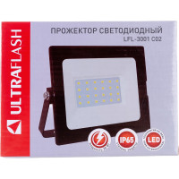 Прожектор LED SMD, черный, 30Вт, 230В, 6500К Ultraflash LFL-3001 C02 12316