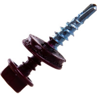 Кровельные саморез Tech-Krep КР сверло 4,8х28 RAL-3005 винно-красный 60 шт, коробка с окном 125551