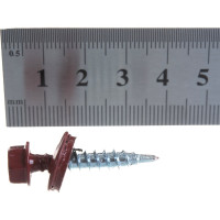 Кровельный саморез Tech-Krep КР сверло 4,8х28 RAL-3011 тёмно-красный 60 шт, коробка с ок 112029