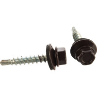 Кровельный саморез Tech-Krep КР сверло 4,8х28 RAL-8017 шоколадно-коричневый 60 шт, коробка с окном 112031