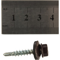 Кровельный саморез Tech-Krep КР сверло 4,8х28 RAL-8017 шоколадно-коричневый 60 шт, коробка с окном 112031