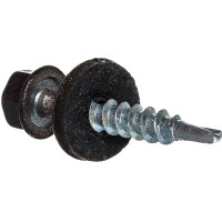 Кровельный саморез Tech-Krep КР сверло 4,8х28 RAL-8019 коричневый 60 шт, коробка с окном 124633