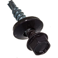 Кровельный саморез Tech-Krep КР сверло 4,8х28 RAL-8019 коричневый 60 шт, коробка с окном 124633