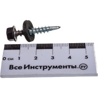 Кровельный саморез Tech-Krep КР сверло 4,8х28 RAL-8019 коричневый 60 шт, коробка с окном 124633