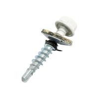 Кровельный саморез Tech-Krep КР сверло 4,8х28 RAL-9003 ярко-белый 60 шт, коробка с окном 124643