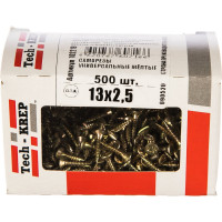 Универсальный саморез Tech-Krep 13х2,5 мм 500 шт желтый, коробка с окном 102219